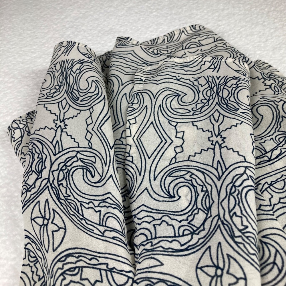 CAbi #3091 Scrollwork Sleeveless Tunic Top Size medium Cream Black Split Neck - Picture 6 of 11